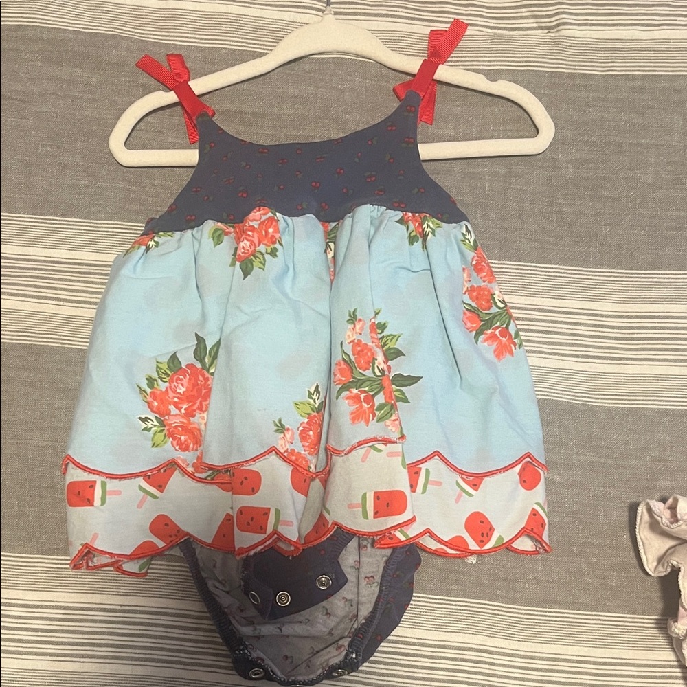 Matilda Jane- Floral Blue and Red Baby Dress
